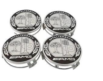 Juego de 4 tapacubos centrales de aleación Mercedes Affalterbach de 75 mm para Clase A, Clase C, Clase E, Clase S y AMG.