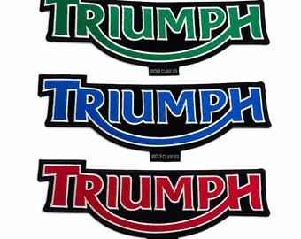 Triumph Embroidered Patch - Large Iron-On Motor Cycle Applique - Vivid Motorcycle Jacket Back Patch