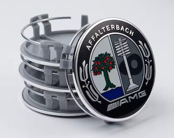 Juego de 4 tapas centrales para llantas de aleación Mercedes Affalterbach de 75 mm, color blanco, compatibles con Clase A, Clase C, Clase E, Clase S y AMG.