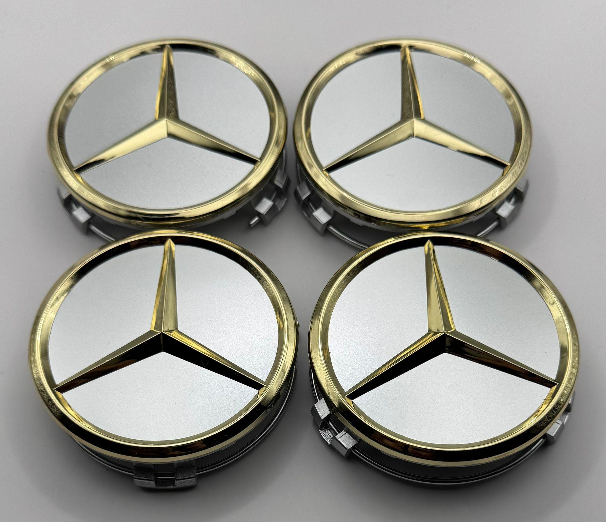 4x Silver 60mm Alloy Wheel Centre Hub Caps – Fit Mercedes A/B/C/E/S/CLA/GLA Class