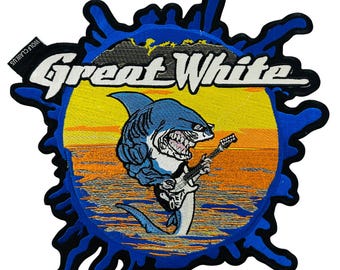 Parche bordado de ballena blanca grande - Aplique termoadhesivo de ballena grande - Parche para espalda de chaqueta de motocicleta de colores vivos