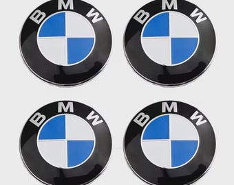 Juego de 4 tapas centrales para llantas de aleación BMW, color azul y blanco - 68 mm o 56 mm