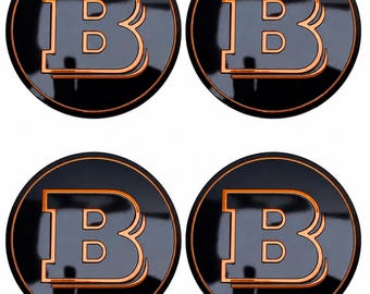 Juego de 4 tapas centrales para llantas de aleación Brabus de color naranja y negro para Mercedes, 75 mm, compatibles con Clase A, Clase C, Clase E, Clase S y AMG.