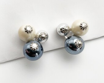 Boucles d'oreilles clip Vogue vintage en fausses perles