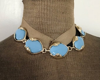 Vintage Sky Blue Plastic Choker Necklace