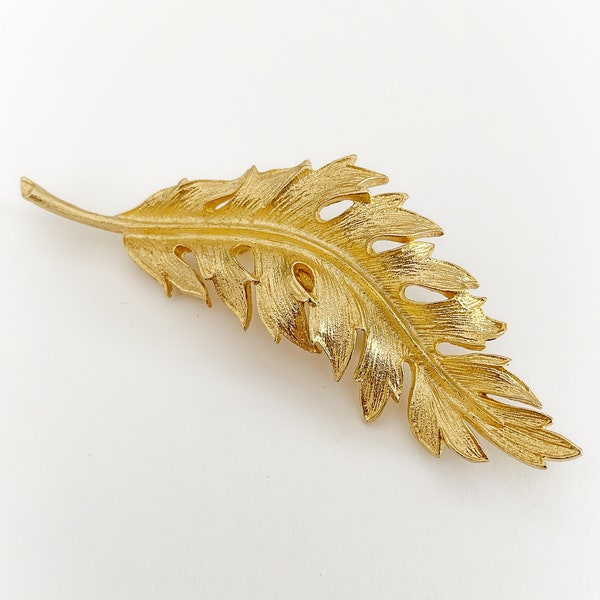 Vintage 1960s Coro Leaf Brooch 1961 Gold Tone Metal