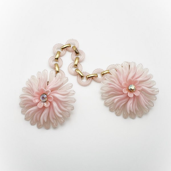 Vintage 1960s Pink Jelly Plastic Flower Sweater Clip
