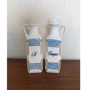 Vintage Czechoslovakia Oil and Vinegar Porcelain Ceramic Serving Cruet Set image 2