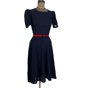 Vintage 1940s Navy Blue Sheer Dress