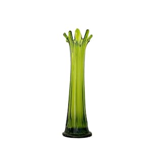 Vintage Mid Mod Green Swung Glass Vase