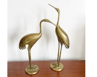 Vintage Korea Brass Crane Figurines