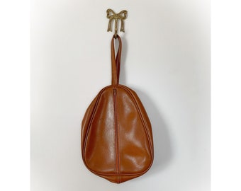 Vintage 1970s Brown Pleather Shoe Bag Luggage