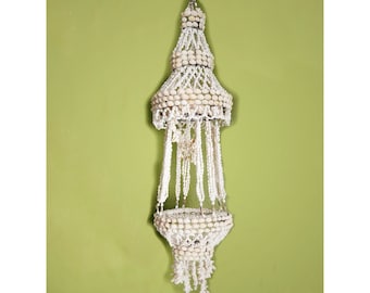 Vintage Boho White Shell Hanging Planter