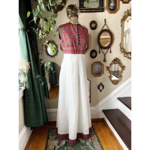 Vintage 1970s Sleeveless Polyester Paisley Maxi Dress image 1