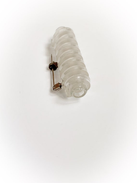 Vintage Clear Lucite Coil Tube Brooch - image 5