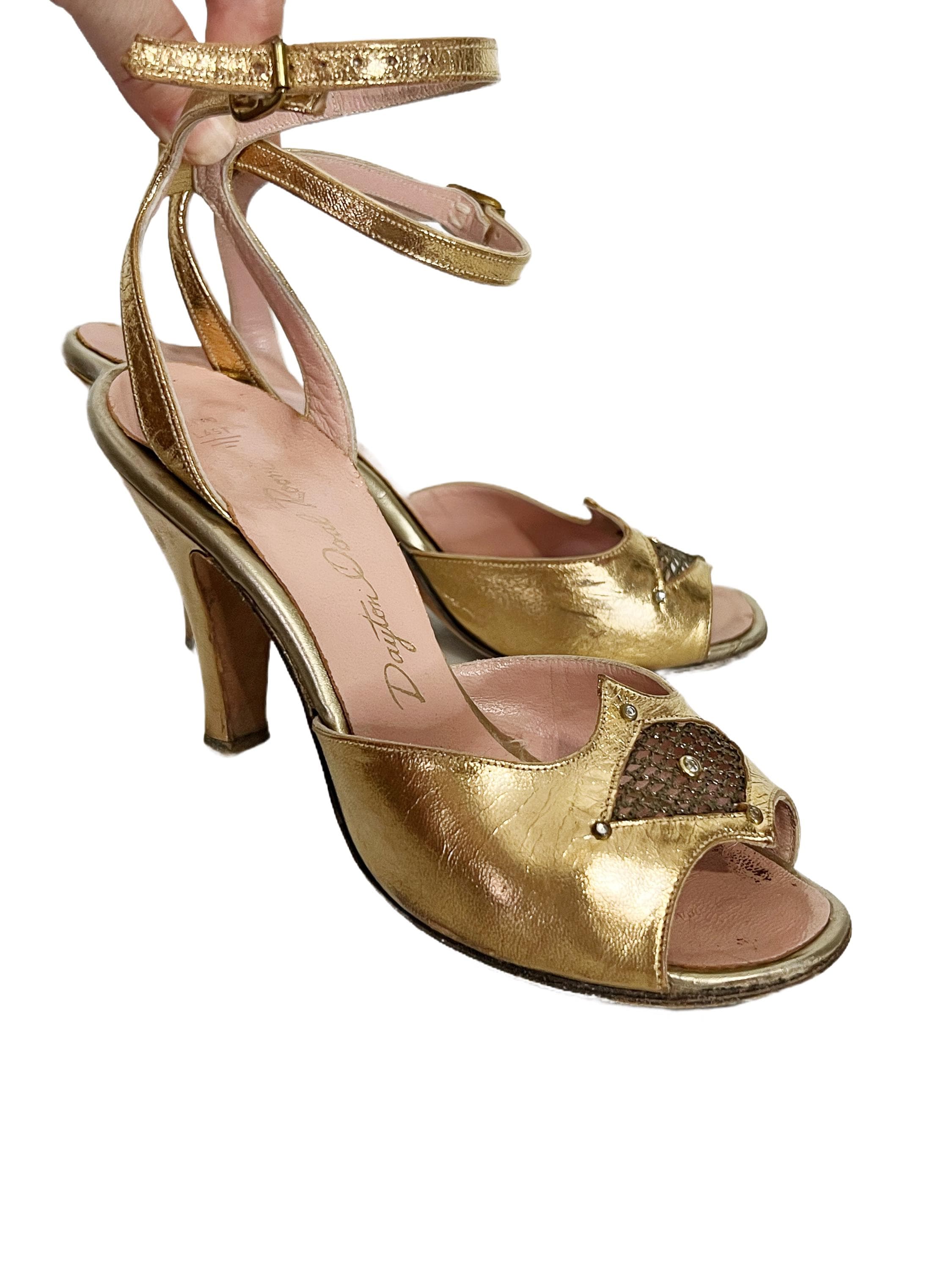 Vintage 1950s Daytons Oval Room Gold High Heel Shoes Size 5 - Etsy