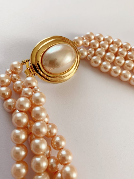 Vintage Carolee Faux Pearl Necklace with Decorati… - image 4