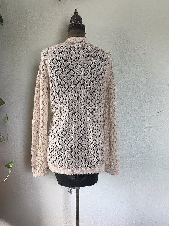 Vintage 1970’s Cardigan Beige Nude Knit - image 6