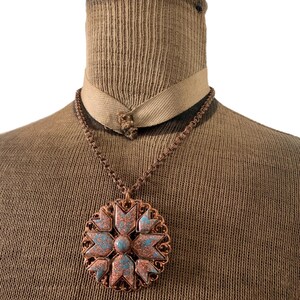 Vintage Copper Lucite Confetti  Southwest Pendant Necklace