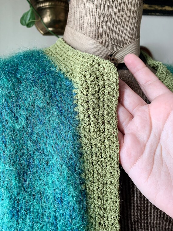 Vintage Blue and Green Open Style Cardigan - image 3