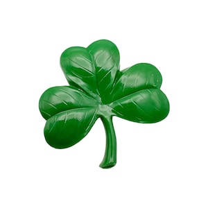 Vintage Plastic Green Shamrock Clover Brooch