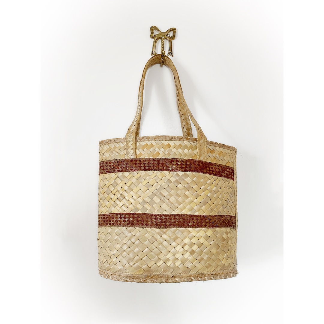Vintage Straw Basket Weave Tote Purse Etsy