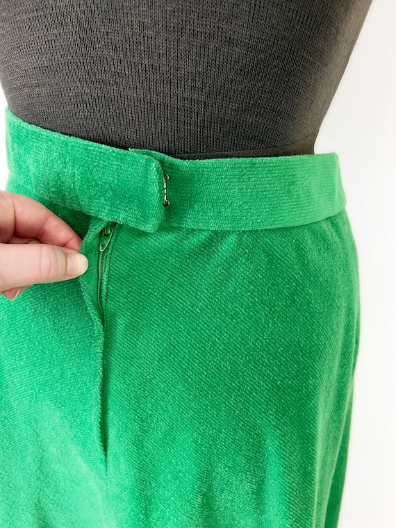 Vintage 1970s Kelly Green Maxi Skirt - image 6