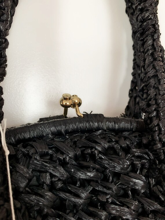 Vintage Mr Norman Black Raffia Purse - image 4