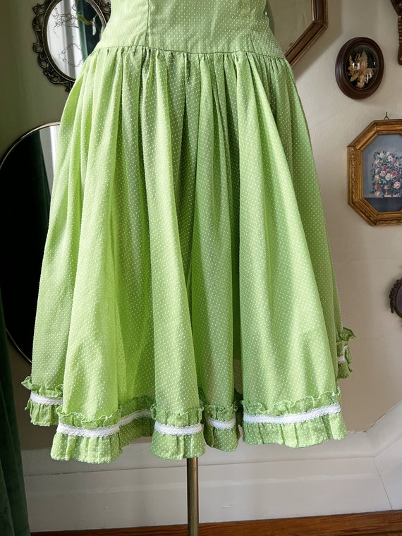 Vintage 1960s Swiss Dot Lime Green Square Dancing… - image 4