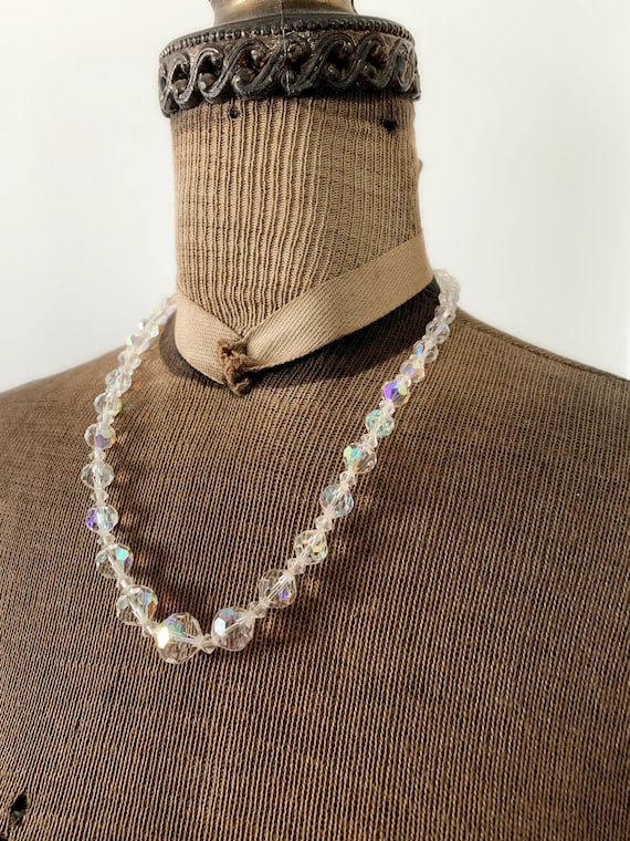 Vintage Glass Crystal Faceted Bead Necklace