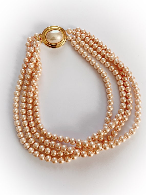 Vintage Carolee Faux Pearl Necklace with Decorati… - image 3