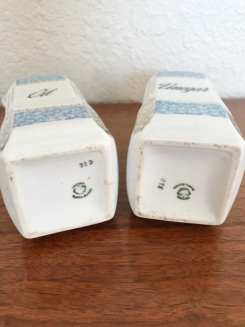 Vintage Czechoslovakia Oil and Vinegar Porcelain Ceramic Serving Cruet Set image 8