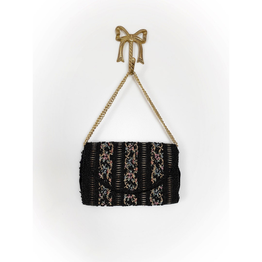 Vintage Hong Kong Tapestry and Beaded Purse With Gold Tone - Etsy