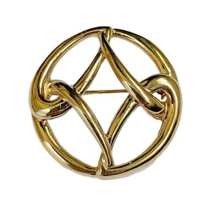 Vintage Monet Gold Tone Metal Circle Knot Brooch