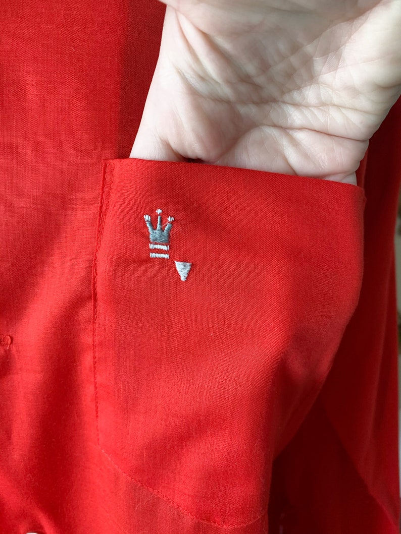 Vintage Men/'s Red Button Up Shirt Long Sleeve Arrow Brand Made in the USA Decton Perma Iron