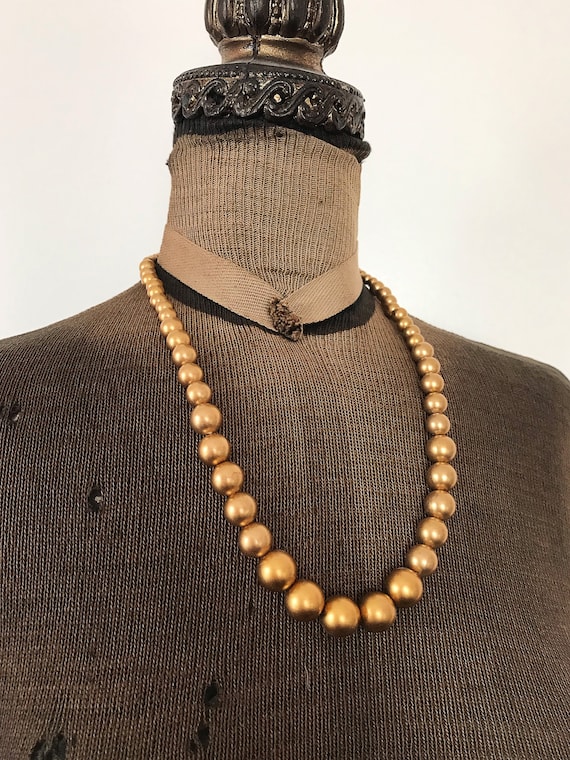 Vintage Gold Plastic Bead Necklace