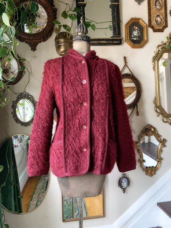 Vintage 1980s Pitlochry Wine Red Wool and Mohair … - image 2