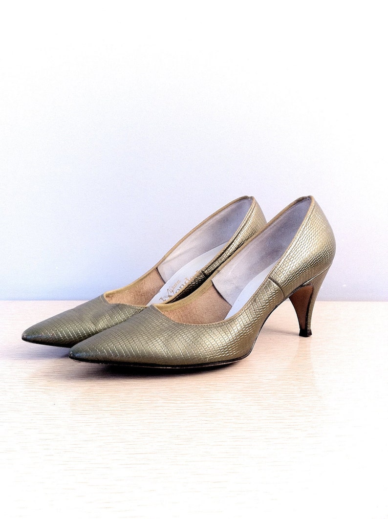 Vintage 1960's Green Kitten High Heel Pointy Toe Shoes - Etsy