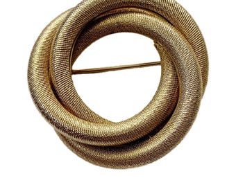 Vintage Circle Brooch Gold Tone Metal