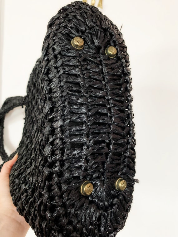 Vintage Mr Norman Black Raffia Purse - image 7