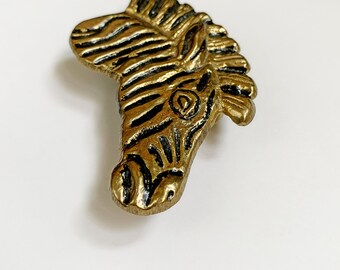 Boucle De Ceinture Vintage Zèbre Martelée - Artisanale Et Unique - Taille 32