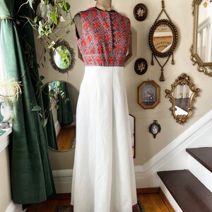 Vintage 1970s Sleeveless Polyester Paisley Maxi Dress image 2