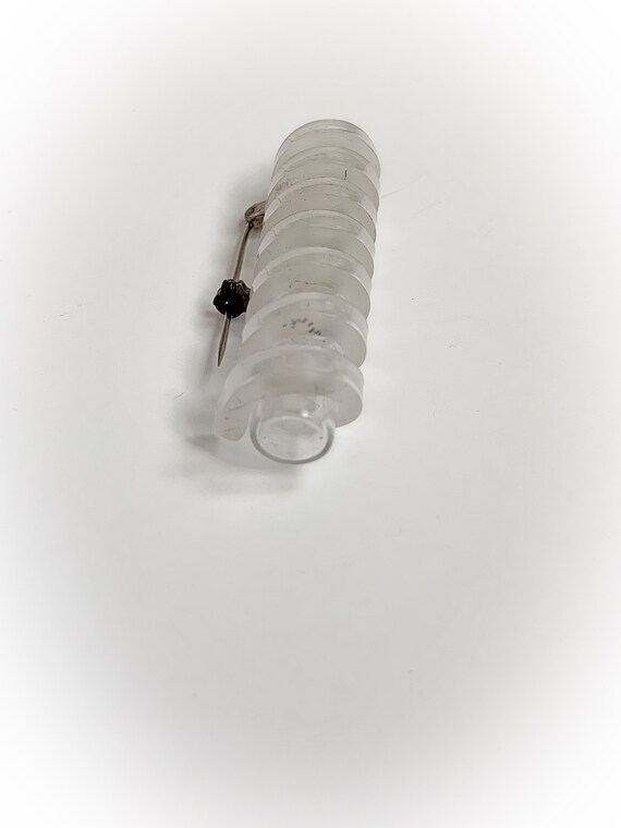 Vintage Clear Lucite Coil Tube Brooch - image 4