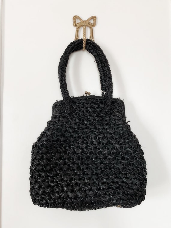 Vintage Mr Norman Black Raffia Purse - image 6