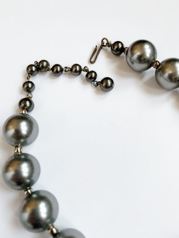 Vintage Clear Faceted and Pearlescent Charcoal Gr… - image 3