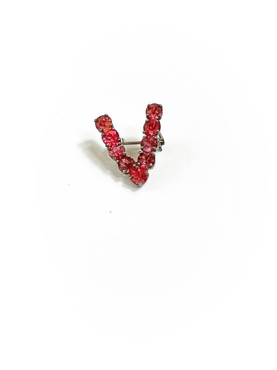 Vintage Bright Pink Rhinestone and Sterling Silve… - image 1