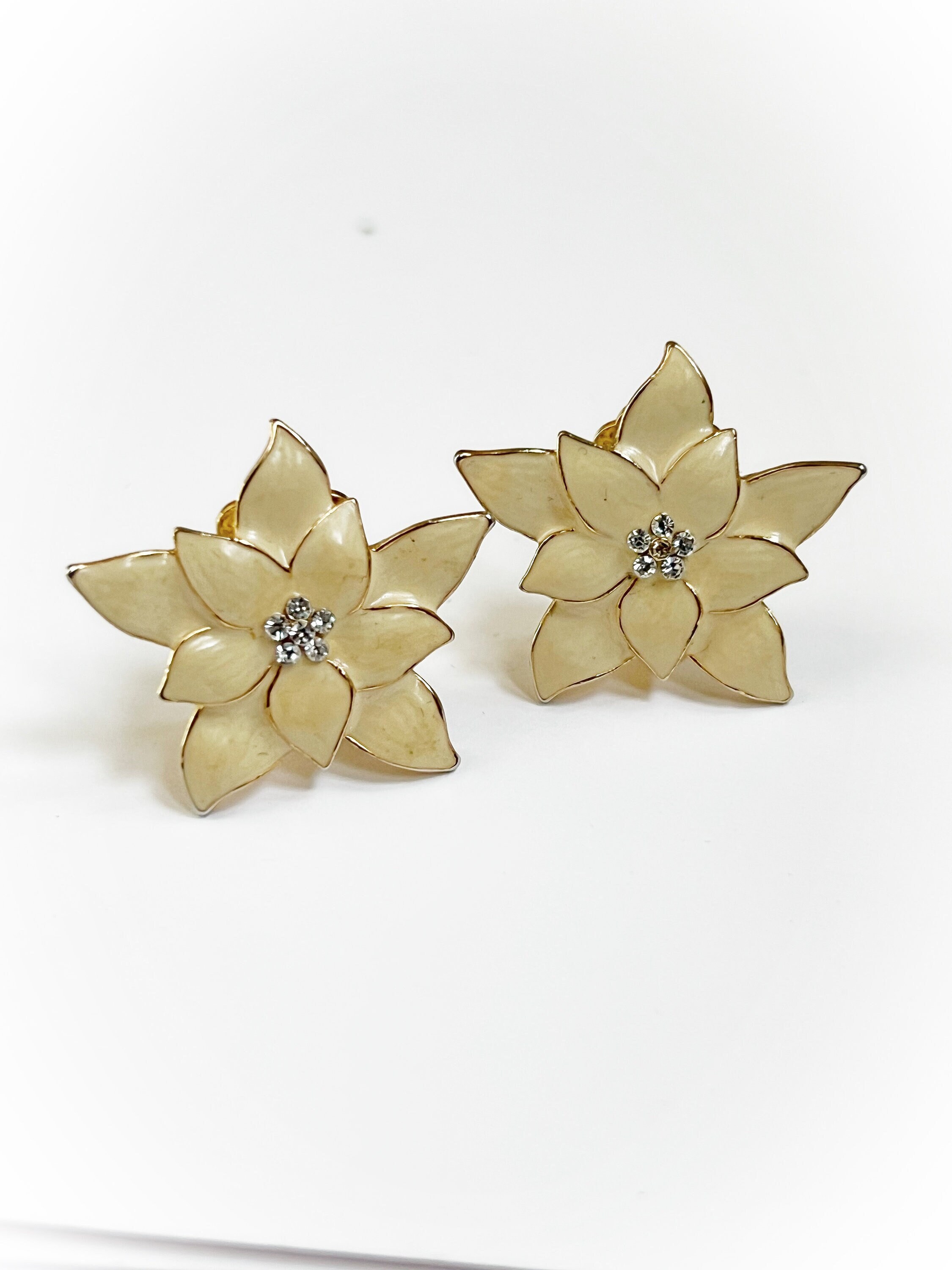 ◇Monday Edition◇ Colored Ice Flower Earrings Women's Blue Cubic Zirconia Flower Crystal Earrings - Dina