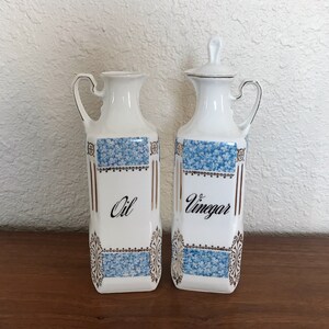 Vintage Czechoslovakia Oil and Vinegar Porcelain Ceramic Serving Cruet Set image 3