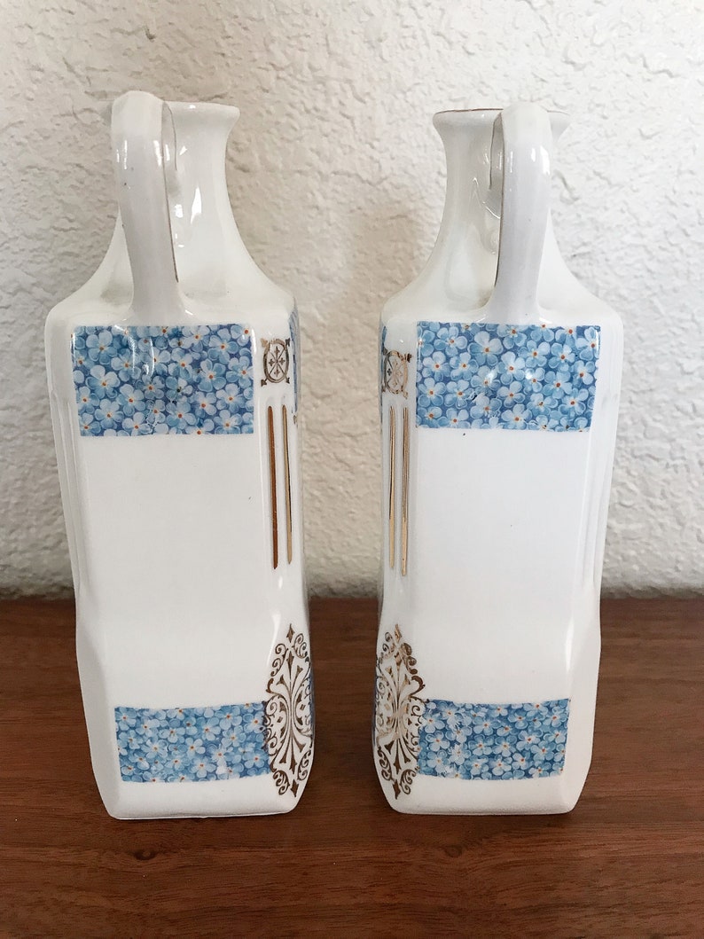 Vintage Czechoslovakia Oil and Vinegar Porcelain Ceramic Serving Cruet Set image 5