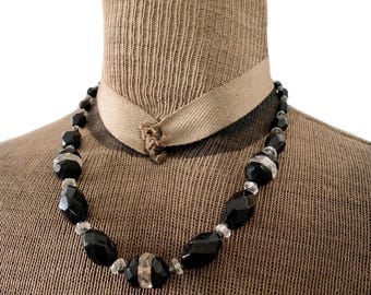 Collier Ancien Perles De Verre à Facettes - Style Français Vintage - Occasion